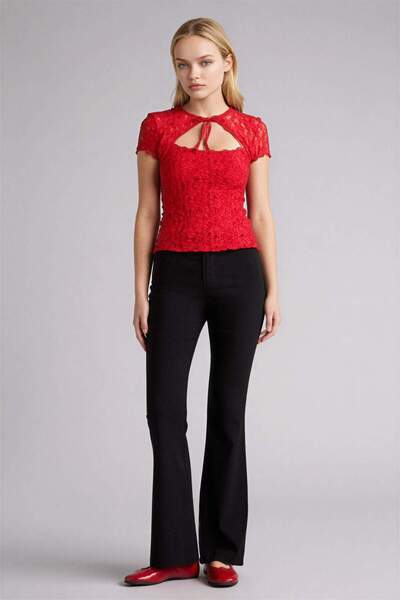 DeFacto Παντελόνι Φλαρ Φιτ Κανονικής Μέσης Κανονικού Μεγέθους Μπενγκαλίν G231...