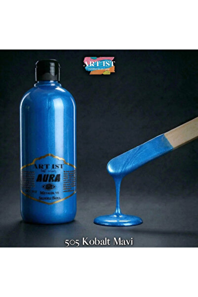 ART IST AURA Sedefli ve Vernikli Metalik Akrilik Boya 500 ml – 505 Kobalt Mav...
