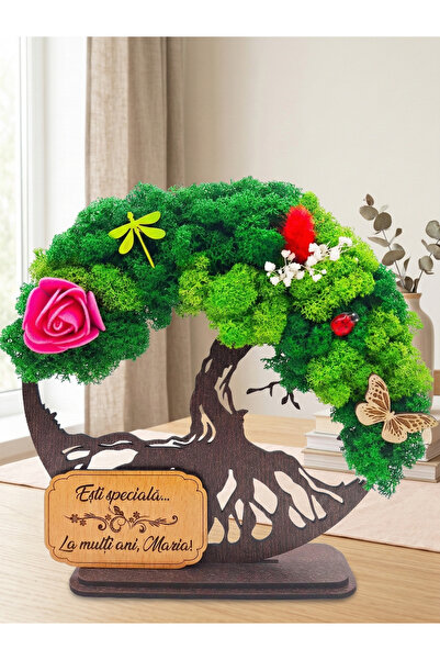OEM Cadou Copacul Vietii, cu licheni stabilizati, din lemn wenge, „La Multi a...