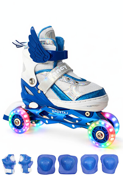 Sportaj Angel Wings Lighted Children's Skates and Knee Pads Set Silicone Whee...