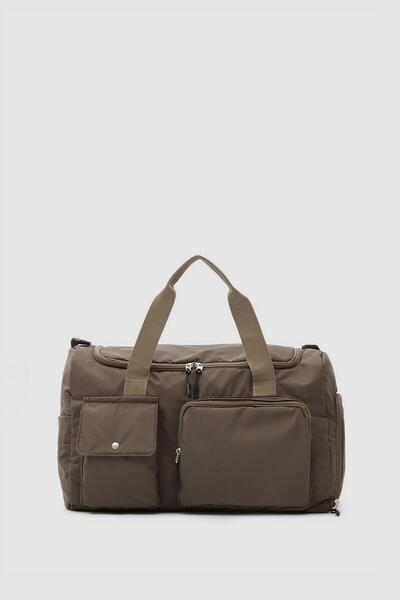 Shule Bags Napa cu buzunare Teknik Spor geantă sir Acı Kahve