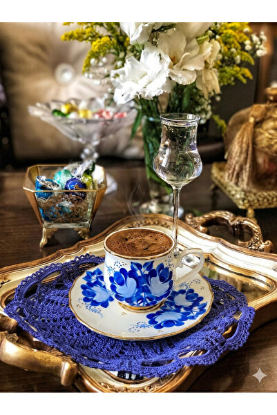 manushum El Boyama Porselen Akasya Kahve Fincanı-1 adet