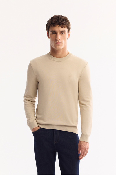 Avva Muški pleteni džemper Stone okrugla kragna Sa dodatkom viskoze Osnovni s...