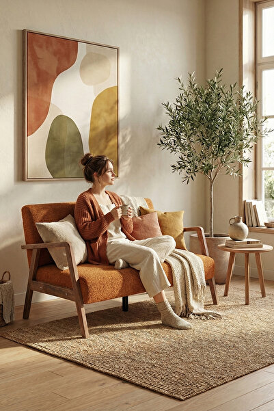 Zem Pavia İkili Berjer Ceviz Ahşap, Hardal