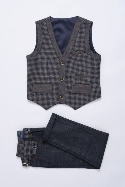 Doctor junior Costum pentru băiat, maro, cu trei nasturi, cu talie metalică, ...