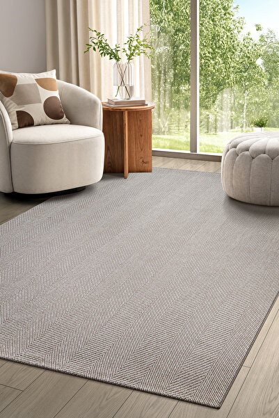 SARAZ HALI Elit Premium Sisal Jut Halı 1002 - Antrasit Balık Sırtı Desen