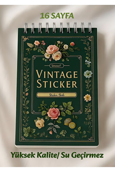 VORACRAFT 16 Sayfa Vintage Sticker Book, Scrapbook | Ajanda | Journal SB0002