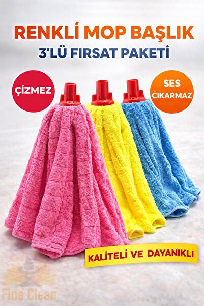 Fine Clean (3 ADET) Mikrofiber Havlu Paspas Mop Yedek Ucu , Alt Kısmı Dolgulu...