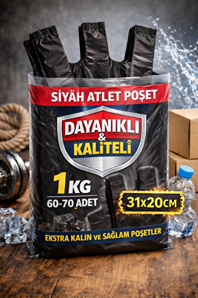 nex pack Atlet Poşet Siyah - Küçük Boy 31X20CM | 1 KG Ekstra Dayanıklı
