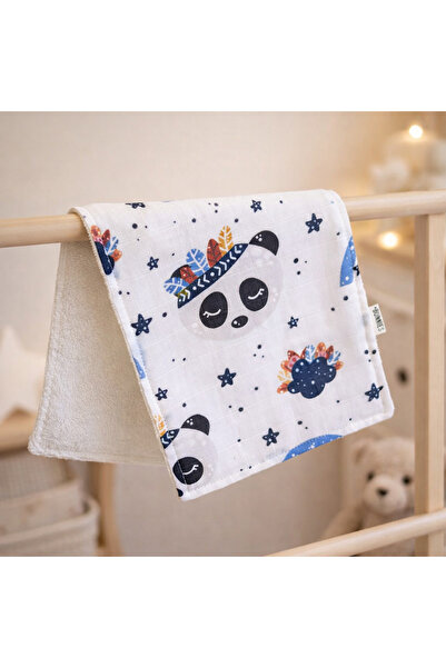jr.bunnies منشفة باندا موسلين من القماش 20x43 سم - حفاضات أطفال ماصة للعرق