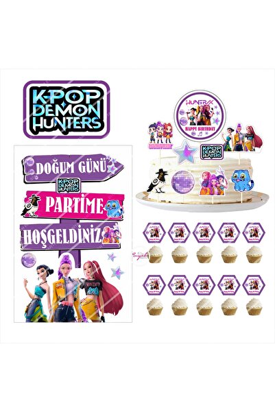 SİYAH PARTİ EVİ K-POP Demon Hunters Doğum Günü Seti