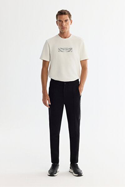 Avva Erkek Siyah Beli Lastikli Baskılı Elastan Regular Fit Eşofman Altı A42Y3409