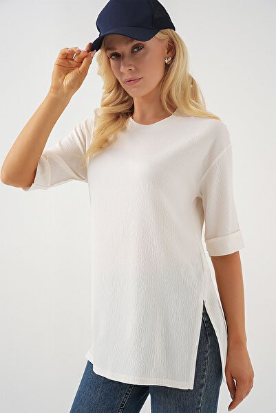 Hiccup Bdart Textured Short Sleeve Round Neck T-Shirt