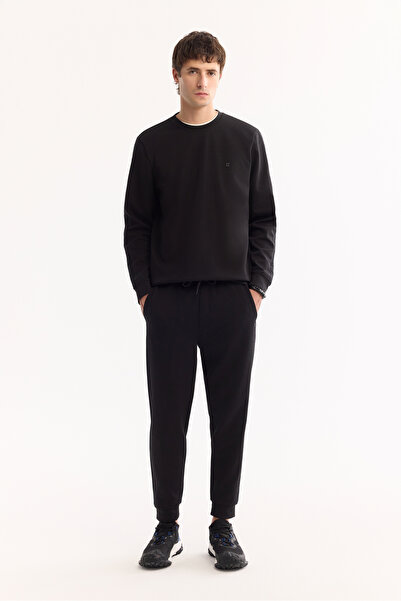 Avva Pantaloni negri pentru bărbați, cu elastic în talie, buzunar lateral, In...