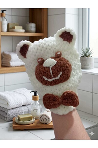 Akface BEBEK BANYO YIKAMA LİFİ EL ÖRGÜSÜ 23 cm x 18 cm büyük boy