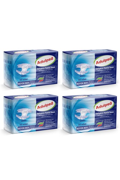 Adulped Super Absorbent Patient Diapers - High Absorbency Patient and Adult Diapers Large 4 Pack of 30 - 30X4
