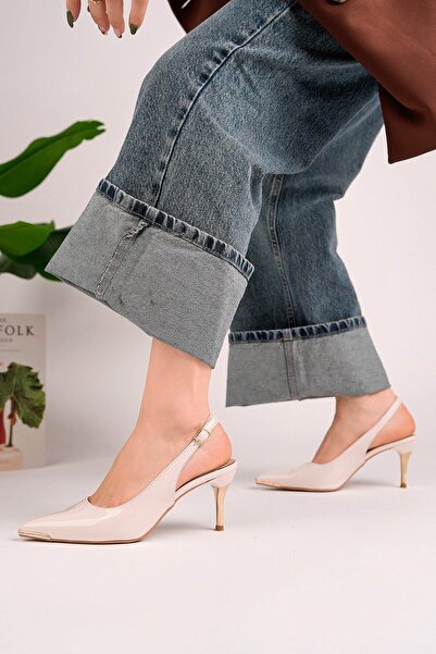 homiro Women's Pointed Toe Metal Detailed Stiletto Heel U Slingback Shoes - B...