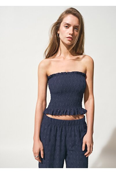 Mango Teen Dantelli straplez bluz