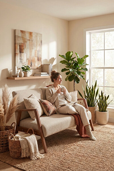 Zem Pavia İkili Berjer Ceviz Ahşap, Sütlü Kahve