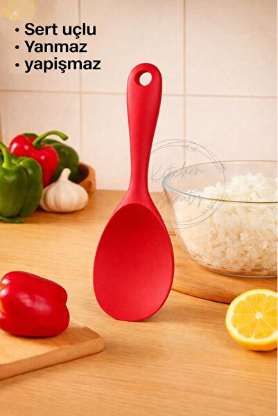 Kitchen Beauty Tekli Isıya Dayanıklı Yanmaz Yapışmaz Silikon Pilav Kaşığı