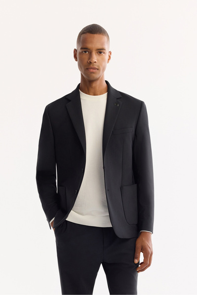 Avva سترة رجالية سوداء ذات ياقة مونو قابلة للتمدد ومقاومة للماء وغير قابلة لل...