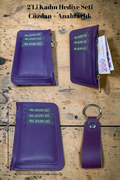 Ayleen Ayz محفظة نسائية صغيرة الحجم مصنوعة من الجلد بسحاب لحمل البطاقات