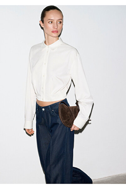 Mavi Ecru Cropped Shirt Loose Fit / Relaxed Comfortable Cut 1211430-70057