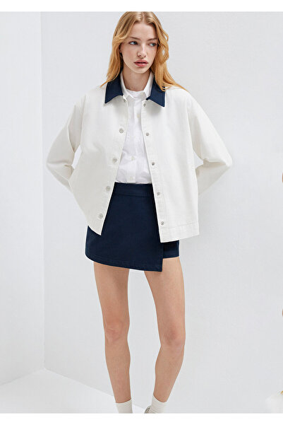 Mavi Collar Detail Ecru Thin Jacket Loose Fit / Relaxed Comfortable Cut 12114...