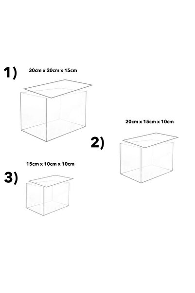 Trend Pleksi Şeffaf Kapaklı Saklama Kutusu (Şeffaf 3 Adet)
