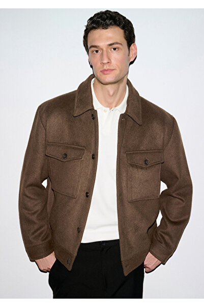 Mavi سترة بنية اللون من مزيج الصوف بقصة فضفاضة ومريحة 0110799-71593