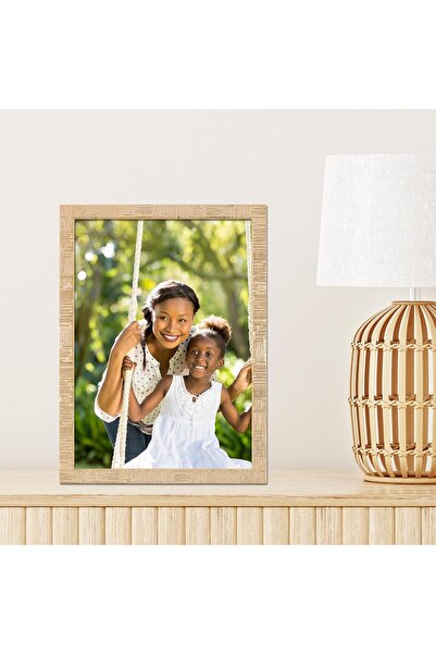 ASTERA Metal Keten Desenli, 12,7 x 17,8 cm, Altın Rengi Resim Çerçevesi, Altı...