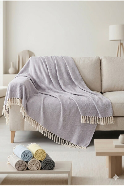 MKAtölyem PAMUKLU LİLA ÇOK AMAÇLI KOLTUK ÖRTÜSÜ & PİKE