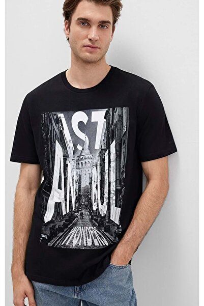 Mavi M067053 Istanbul Galata B Štampano T-shirt muška majica T T-shirt CRNA