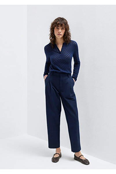 Mavi Navy Blue Pleated Trousers 1011147-82318