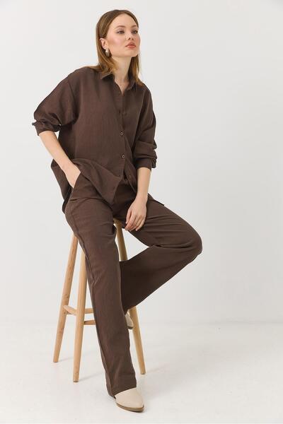 Raneel Kazançlı Alışveriş Women's Linen Casual, Stylish and Sporty Wide-Leg S...