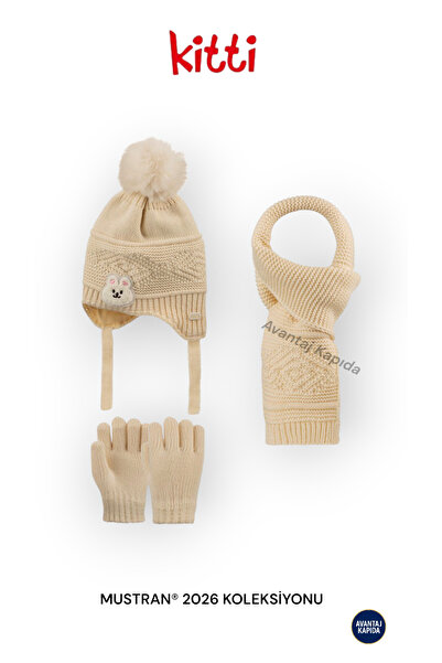Mustran Kitti 1–4 Years Old Children's Beanie Scarf Gloves 3-Piece Winter Set...