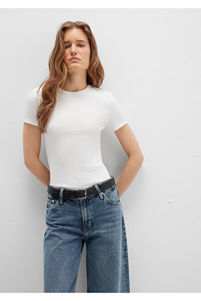 Mavi Weißes Basic-T-Shirt mit tailliertem Schnitt 1613081 -70057