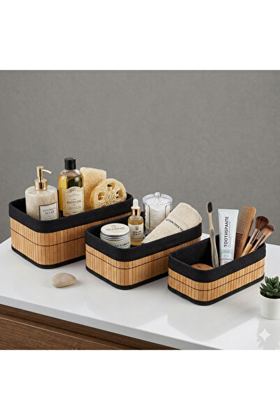 ASA 3'lü hasır iç astarlı çok amaçlı sepet dikdörtgen sepet düzenleyici kutu