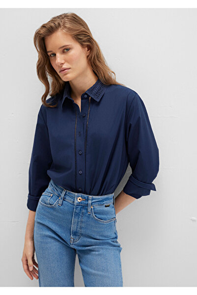 Mavi Navy Blue Shirt with Embroidered Stripe Detail Regular Fit / Regular Cut...