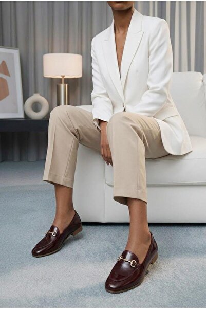 37Numara BÜYÜK NUMARA KADIN HAKİKİ DERİ LOAFER 41-42-43-44-BORDO RUGAN