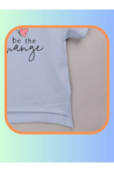 edoy Short Sleeve T-shirt Girl Summer Butterfly Printed Change Cotton