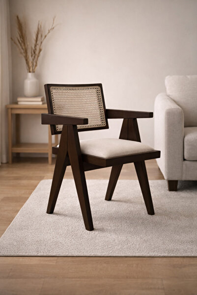 KleinHaus Furniture Sofia Ahşap Yemek Odası Sandalyesi, Doğal Hazeran Sırtlı ...