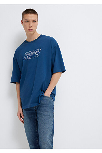 Mavi Μπλουζάκι με στάμπα Navy Blue Oversize / Wide Cut 0611827 -89287