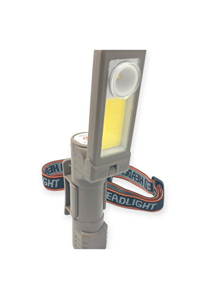 Mustran Şarjlı El Feneri Kafa Lambası Manyetik 180° Döner COB LED Gün Işığı B...