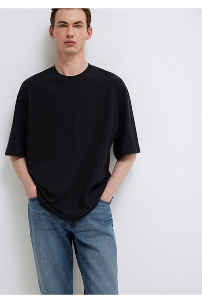 Mavi T-Shirt Μπλουζάκι Basic Μαύρο Με Λαιμόκοψη Crew Oversize / Φαρδύ Κόψιμο ...