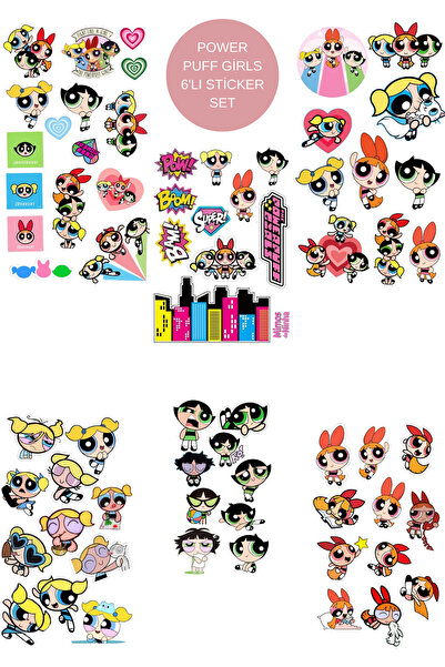 elviano 6'lı POWER PUFF GİRLS ajanda,laptop,tablet telefon uygun sticker set