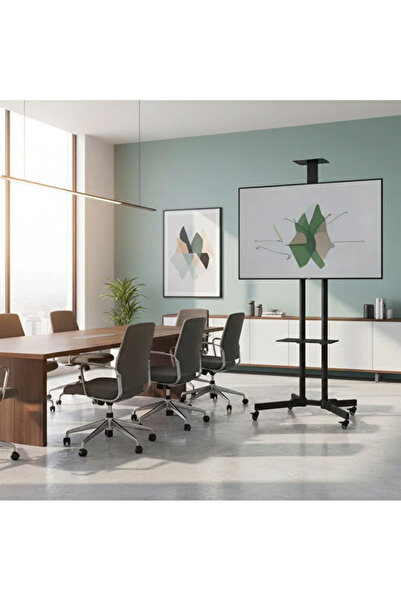 HAMOOD TV SA حامل تلفزيون كلاسيكي، قابل للتعديل من 32 إلى 75 بوصة مع عجلات قو...