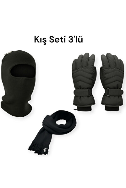 Mustran 3’lü Kış Seti Motosiklet Kar Kayak Eldiveni Balaklava Atkı | S/M -L -...