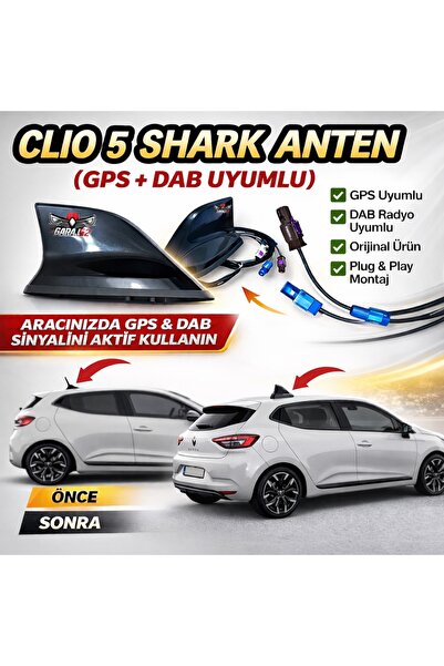 Renault Clio 5 Balık Sırtı Tavan Anteni (Shark) Orijinal Gps ve Dab Radyo Uyu...