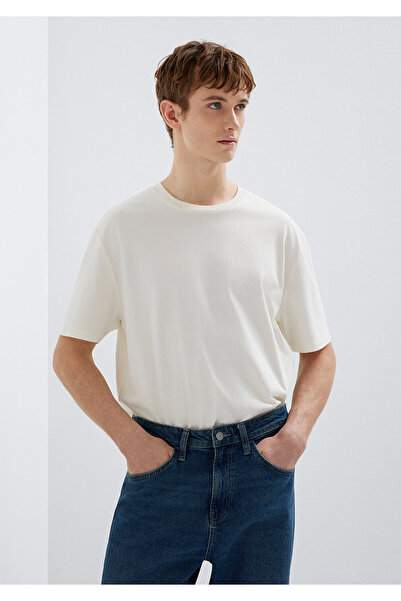 Mavi Biały T-shirt Basic z detalami etykiety Luźny krój / Luźny, swobodny kró...